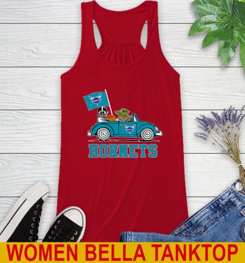 NBA Basketball Charlotte Hornets Darth Vader Baby Yoda Driving Star Wars Shirt Racerback Tank 6