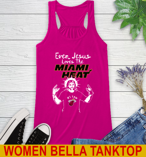 Miami Heat NBA Basketball Even Jesus Loves The Heat Shirt Racerback Tank - Image 7