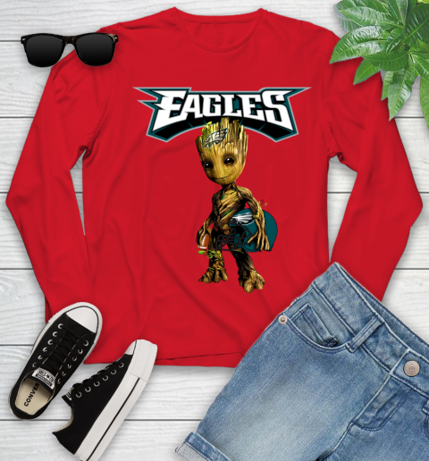 Philadelphia Eagles NFL Football Groot Marvel Guardians Of The Galaxy Youth Long Sleeve 11