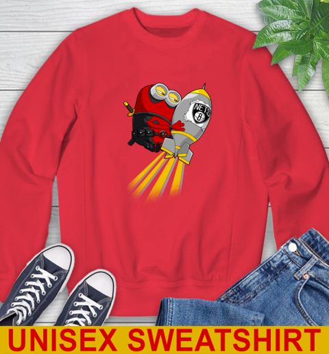 NBA Basketball Brooklyn Nets Deadpool Minion Marvel Shirt Sweatshirt - Image 13