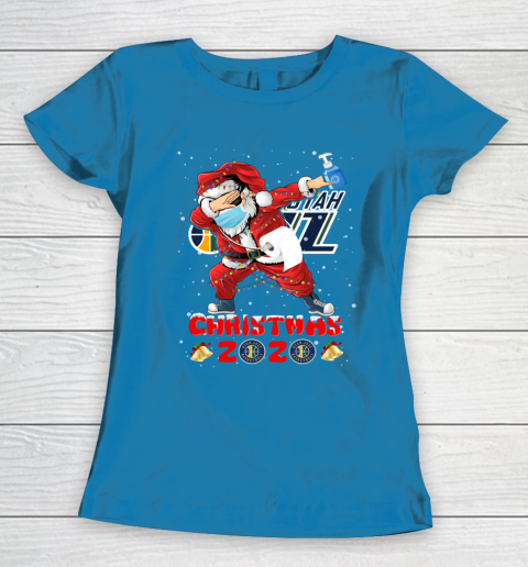 Utah Jazz Funny Santa Claus Dabbing Christmas 2020 NBA Women's T-Shirt 6
