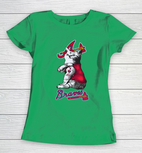 MLB Baseball My Cat Loves Atlanta Braves Women's T-Shirt 5