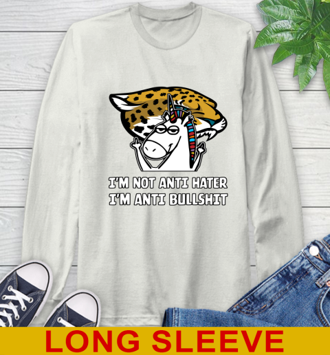 Jacksonville Jaguars NFL Football Unicorn I'm Not Anti Hater I'm Anti Bullshit Long Sleeve T-Shirt 12