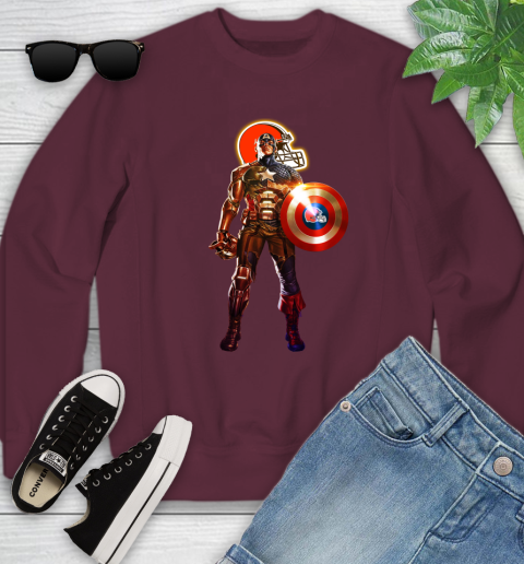 NFL Captain America Marvel Avengers Endgame Football Sports Cleveland Browns Youth Sweatshirt 5