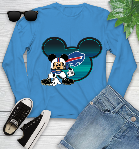 NFL Buffalo Bills Mickey Mouse Disney Football T Shirt Youth Long Sleeve 7