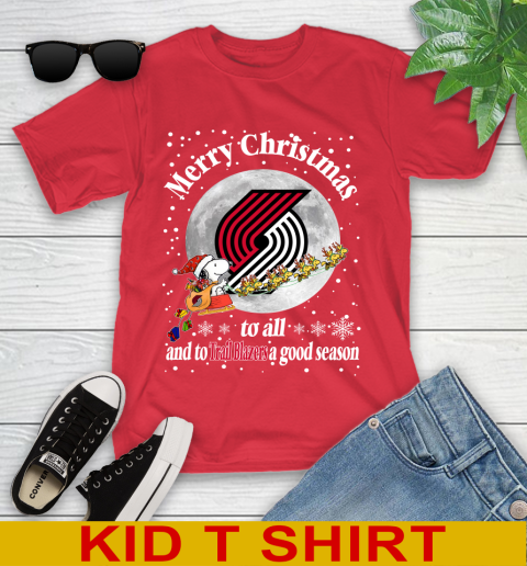 Portland Trail Blazers Merry Christmas To All And To Trail Blazers A Good Season NBA Basketball Sports Youth T-Shirt 11