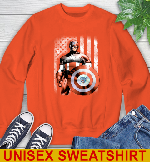 Oklahoma City Thunder NBA Basketball Captain America Marvel Avengers American Flag Shirt Sweatshirt 3