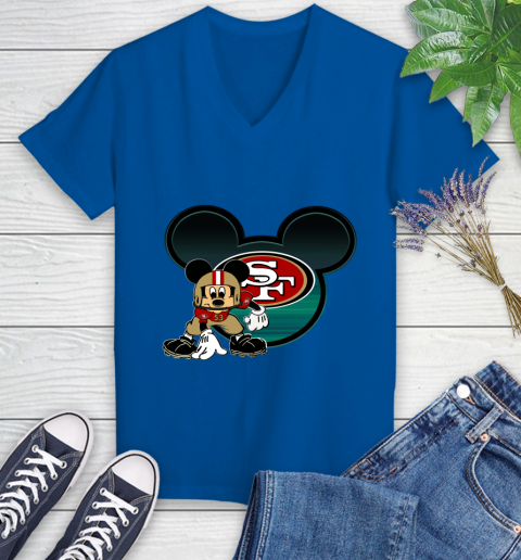 NFL San Francisco 49ers Mickey Mouse Disney Football T Shirt Women's V-Neck T-Shirt 10