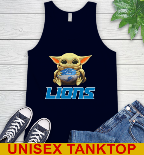 NFL Football Detroit Lions Baby Yoda Star Wars Shirt Tank Top 3