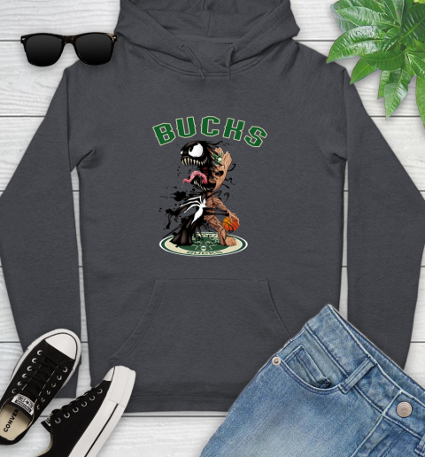 NBA Milwaukee Bucks Basketball Venom Groot Guardians Of The Galaxy Youth Hoodie 8