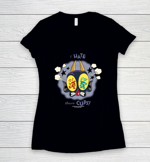 The Cuphead Show Shirt The Devil I Hate Those Cups Women's V-Neck T-Shirt