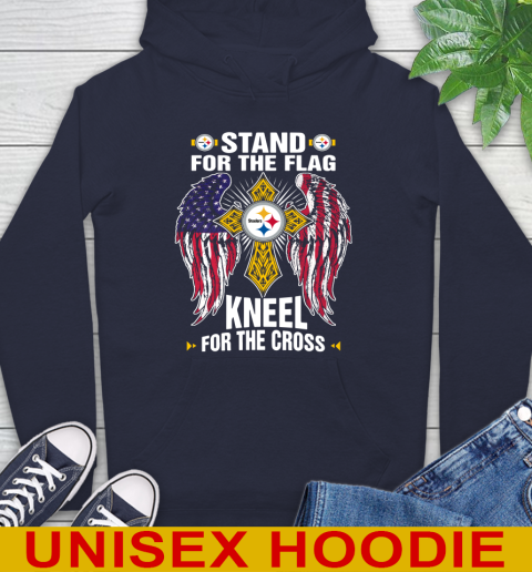 NFL Football Pittsburgh Steelers Stand For Flag Kneel For The Cross Shirt Hoodie 3
