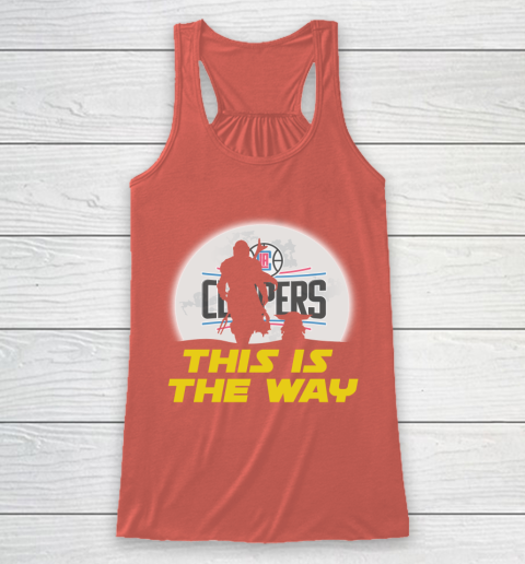 LA Clippers NBA Basketball Star Wars Yoda And Mandalorian This Is The Way Racerback Tank 3