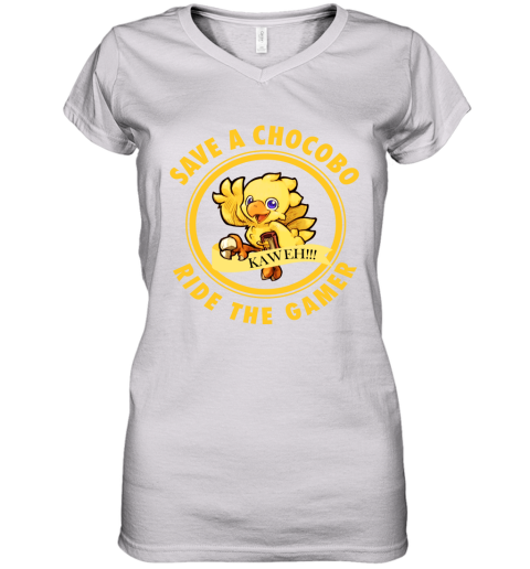 Save A Chocobo Ride A Gamer Women's V-Neck T-Shirt