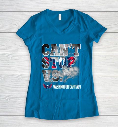 NHL Washington Capitals Hockey Can't Stop Vs Women's V-Neck T-Shirt 5