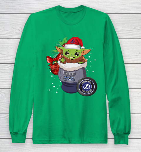Tampa Bay Lightning Christmas Baby Yoda Star Wars Funny Happy NHL Long Sleeve T-Shirt 7