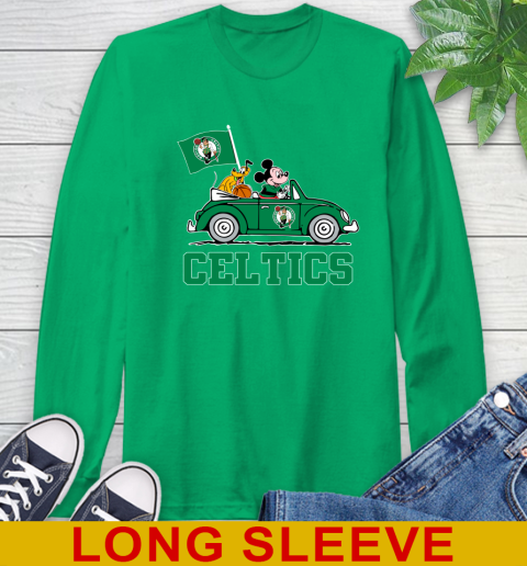 NBA Basketball Boston Celtics Pluto Mickey Driving Disney Shirt Long Sleeve T-Shirt 7