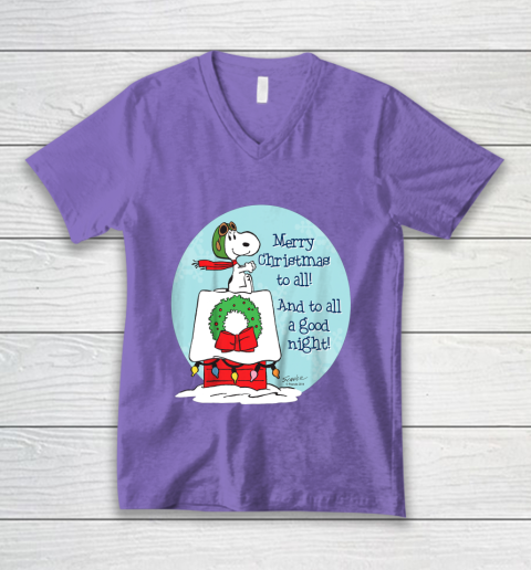 Peanuts Snoopy Merry Christmas and to all Good Night V-Neck T-Shirt 16