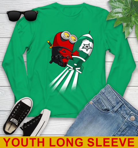 NHL Hockey Dallas Stars Deadpool Minion Marvel Shirt Youth Long Sleeve 7