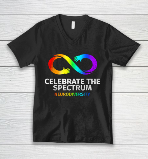 Neurodiversity Celebrate Spectrum Infinity Autism Awareness V-Neck T-Shirt