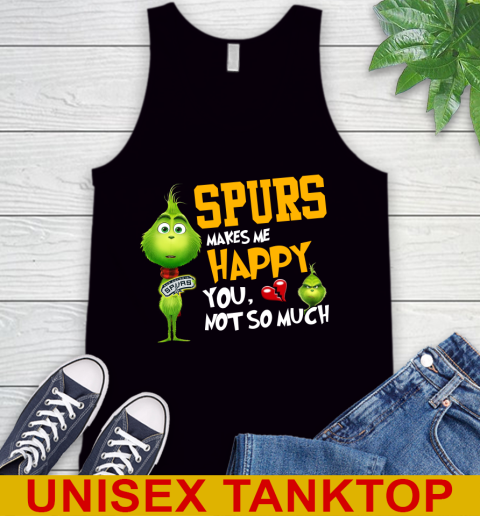 NBA San Antonio Spurs Makes Me Happy You Not So Much Grinch Basketball Sports Tank Top