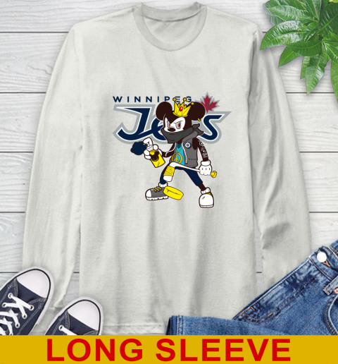 Winnipeg Jets NHL Hockey Mickey Peace Sign Sports Long Sleeve T-Shirt 12