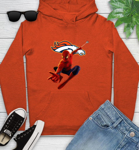 NFL Spider Man Avengers Endgame Football Denver Broncos Youth Hoodie 5