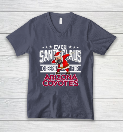 Arizona Coyotes Even Santa Claus Cheers For Christmas NHL V-Neck T-Shirt 7