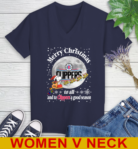 LA Clippers Merry Christmas To All And To Clippers A Good Season NBA Basketball Sports Women's V-Neck T-Shirt 12