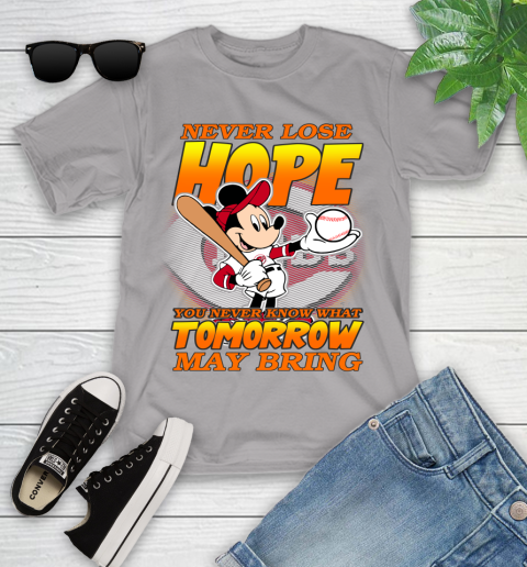 Cincinnati Reds MLB Baseball Mickey Disney Never Lose Hope Youth T-Shirt 4