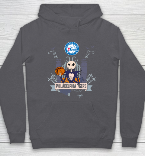 NBA Philadelphia 76ers Basketball Jack Skellington Halloween Hoodie 4