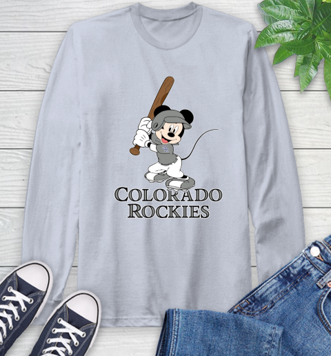 MLB Baseball Colorado Rockies Cheerful Mickey Mouse Shirt Long Sleeve T-Shirt 6