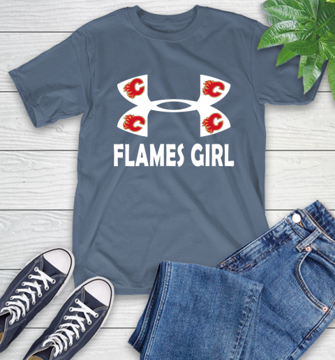 NHL Calgary Flames Girl Under Armour Hockey Sports T-Shirt 8