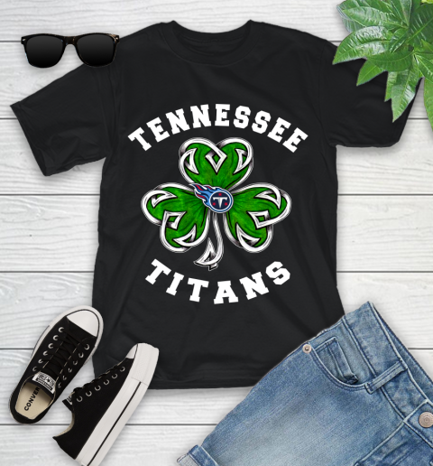 NFL Tennessee Titans Three Leaf Clover St Patrick's Day Football Sports Youth T-Shirt