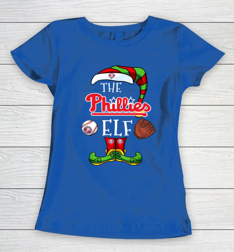Philadelphia Phillies Christmas ELF Funny MLB Women's T-Shirt 8