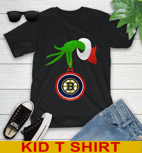 Boston Bruins Grinch Merry Christmas NHL Hockey Youth T-Shirt 2