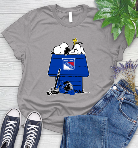 New York Rangers NHL Hockey Snoopy Woodstock The Peanuts Movie Women's T-Shirt 5