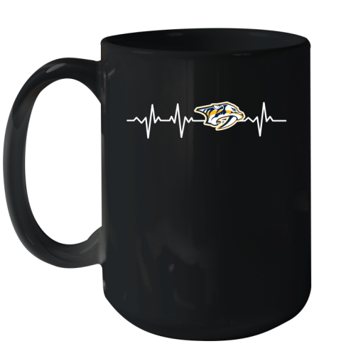 Nashville Predators NHL Hockey Heart Beat Shirt Ceramic Mug 15oz