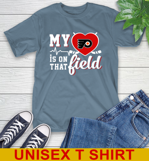 NHL My Heart Is On That Field Hockey Sports Philadelphia Flyers T-Shirt 8