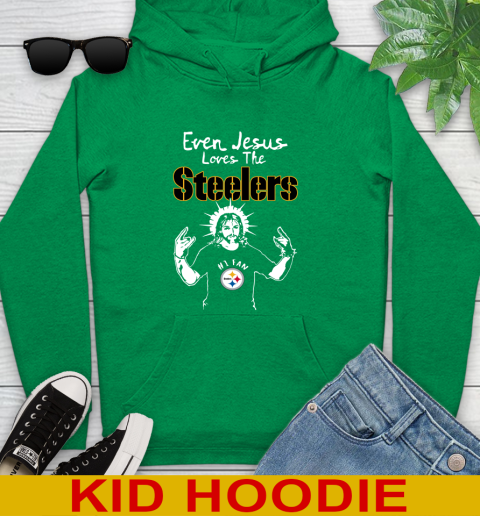 Pittsburgh Steelers NFL Football Even Jesus Loves The Steelers Shirt Youth Hoodie 8