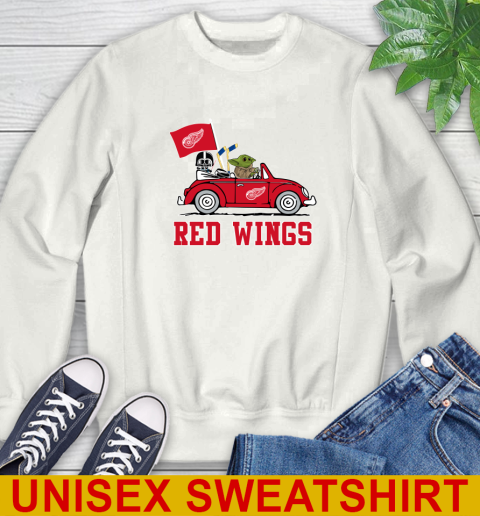 NHL Hockey Detroit Red Wings Darth Vader Baby Yoda Driving Star Wars Shirt Sweatshirt