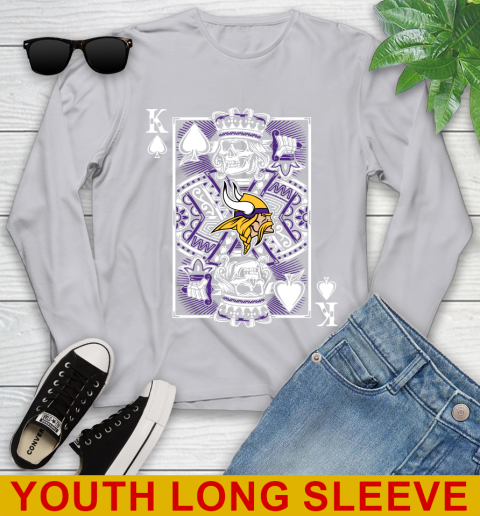 Minnesota Vikings NFL Football The King Of Spades Death Cards Shirt Youth Long Sleeve 5