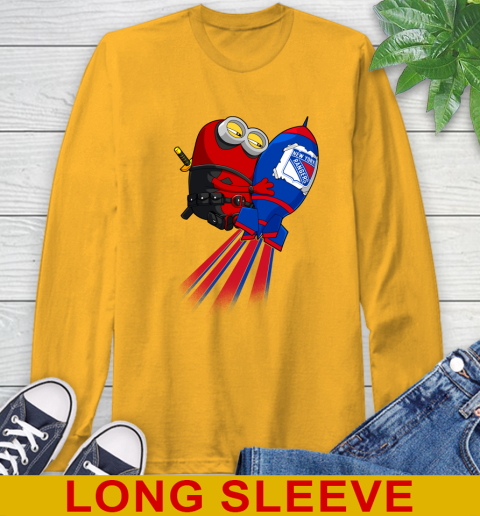 NHL Hockey New York Rangers Deadpool Minion Marvel Shirt Long Sleeve T-Shirt 2