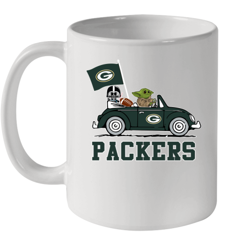 NFL Football Green Bay Packers Darth Vader Baby Yoda Driving Star Wars Shirt Ceramic Mug 11oz