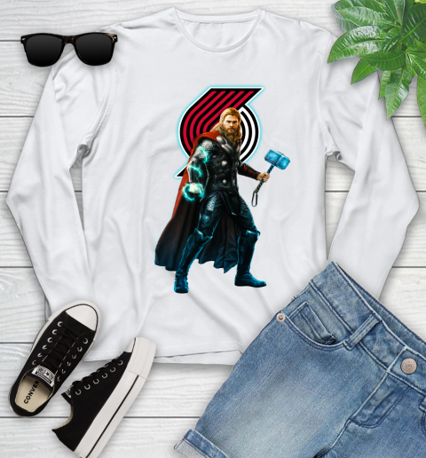 NBA Thor Avengers Endgame Basketball Portland Trail Blazers Youth Long Sleeve