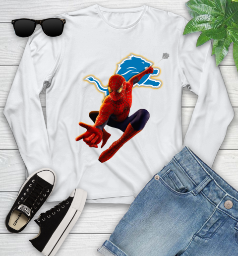 NFL Spider Man Avengers Endgame Football Detroit Lions Youth Long Sleeve