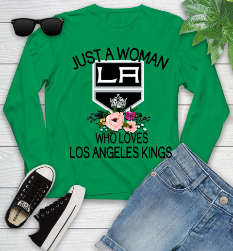NHL Just A Woman Who Loves Los Angeles Kings Hockey Sports Youth Long Sleeve 4