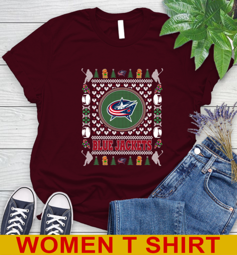 Columbus Blue Jackets Merry Christmas NHL Hockey Loyal Fan Women's T-Shirt 6
