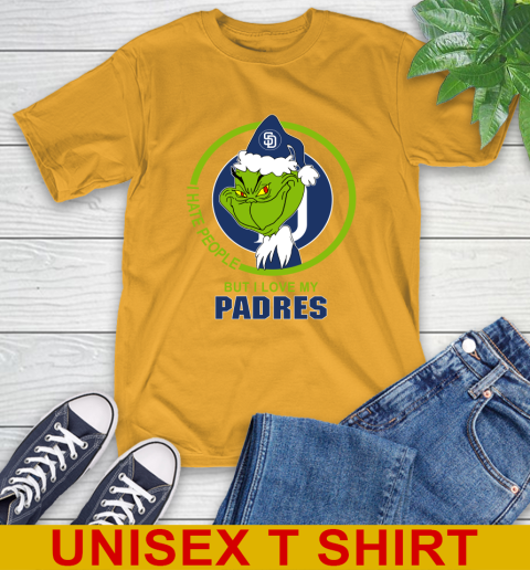 San Diego Padres MLB Christmas Grinch I Hate People But I Love My Favorite Baseball Team T-Shirt 3