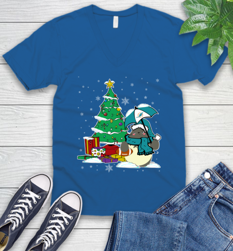 Miami Dolphins NFL Football Cute Tonari No Totoro Christmas Sports V-Neck T-Shirt 5